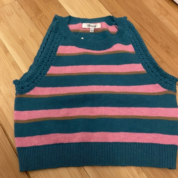 Madewell 
Crochet-Trim Crop Sweater Tank in Stripe - Picture 6 of 9